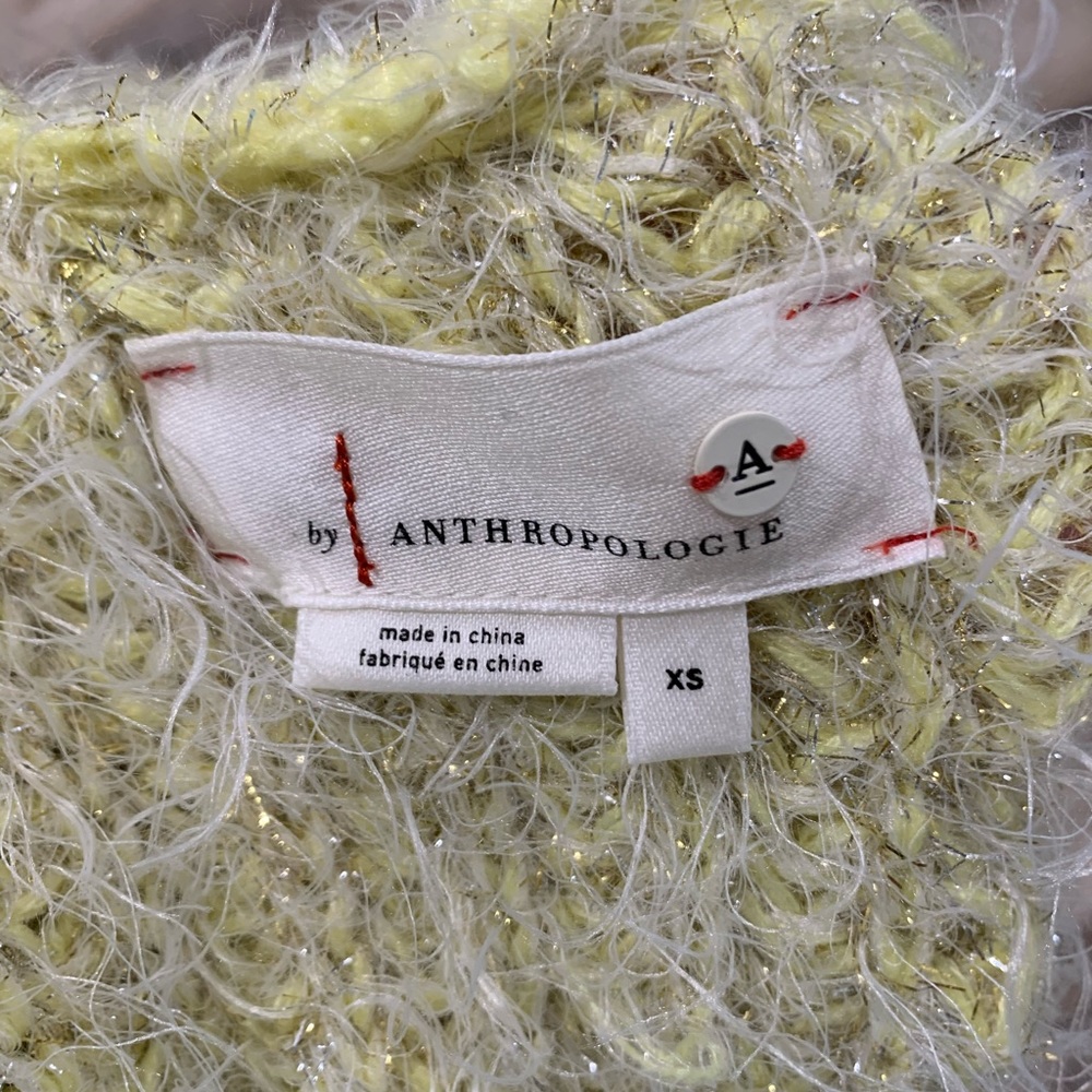 Anthropologie Larkin Yellow Shimmer Knit Cardigan - Picture 5 of 5